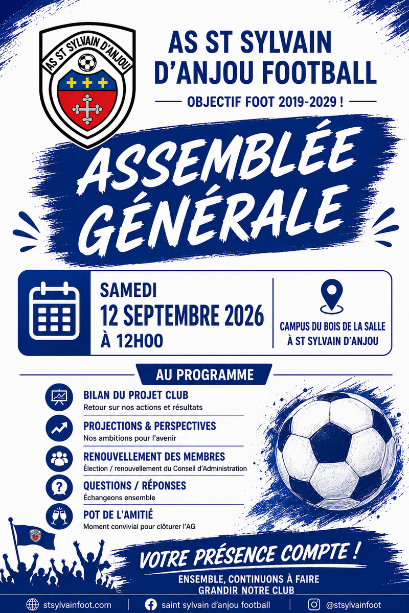 📢 ASSEMBLÉE GÉNÉRALE DU CLUB  le 12 SEPTEMBRE !
