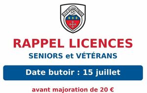 RAPPEL DATE BUTOIR LICENCES SENIORS et VETERANS !