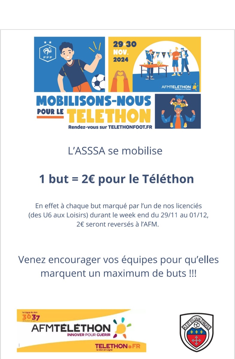 L'ASSSA ⚽️ s'engage pour le TELETHON 👍