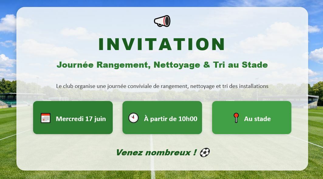17 JUIN : RANGEMENT et CONVIVIALITE !