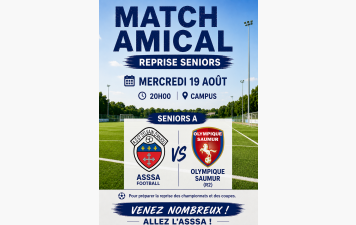 MATCH AMICAL SENIORS A vs Olympique SAUMUR le 19 AOUT 20h !